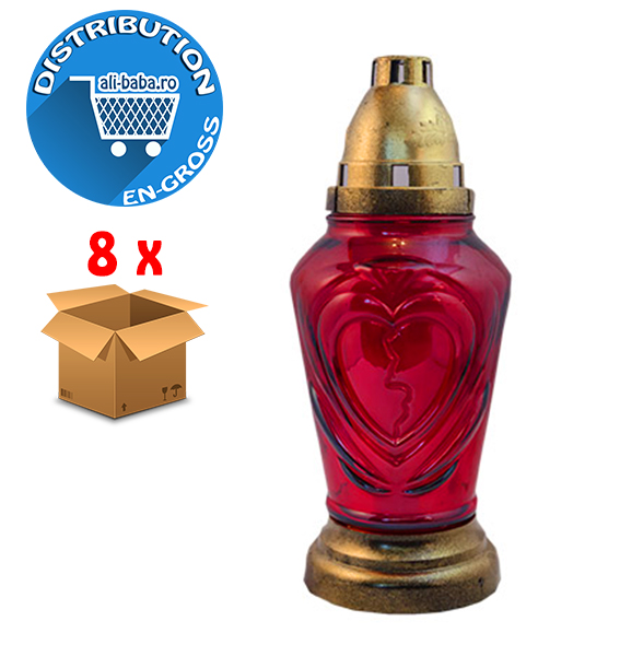 Candele din sticla rosie cu rezerva S13
