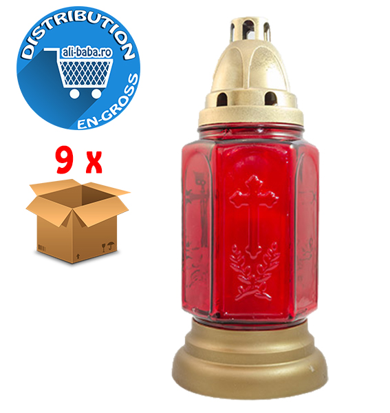  Candele din sticla rosie cu rezerva S4