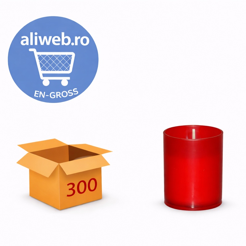 Candela funerară roșie din plastic cu rezervă – ardere lungă, exterior (bax 300 buc)