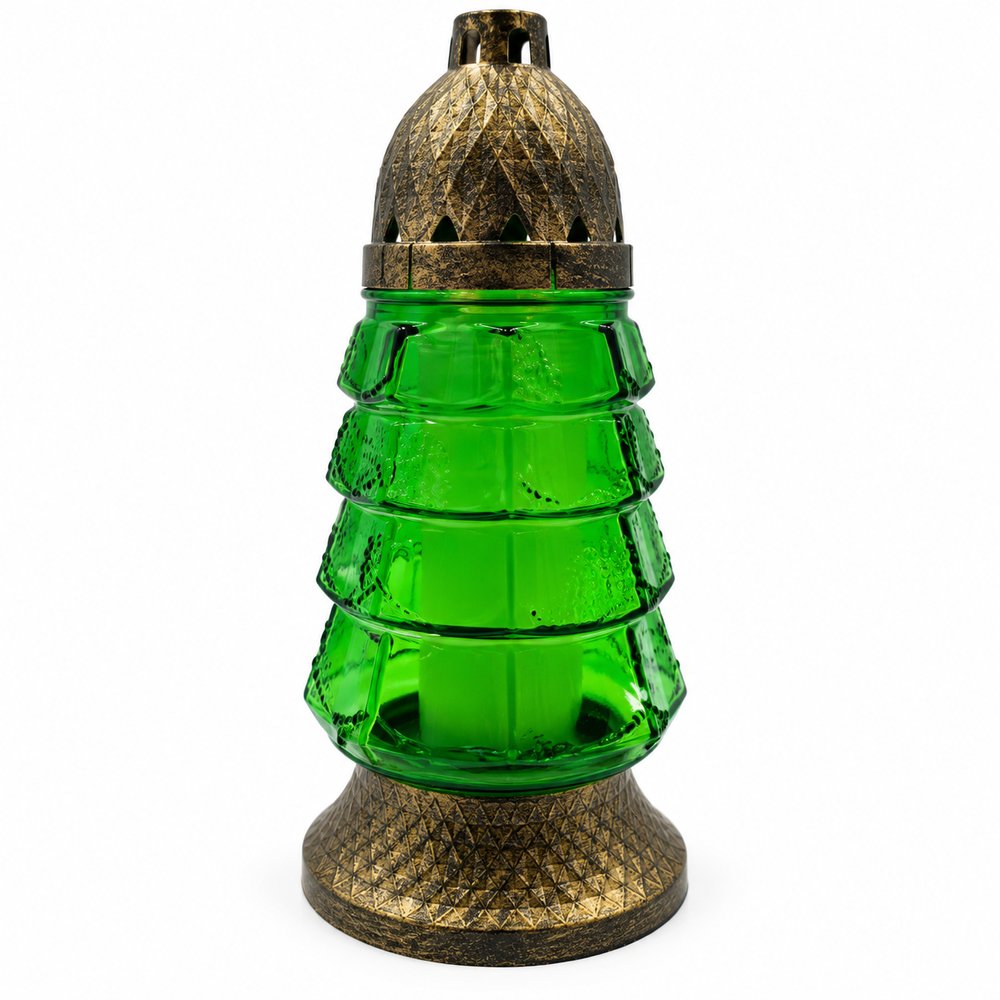 Set 6 lumânări decorative din sticlă, brad, 25 cm