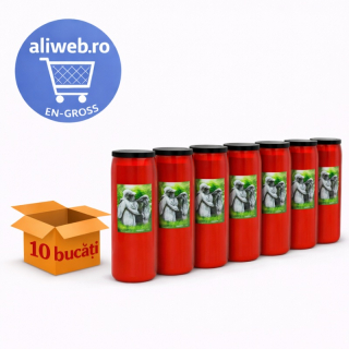 Lumânări funerare roșii cu capac – model înger, set 10 bucăți