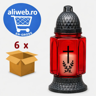 Candele din sticlă roșie model R6  